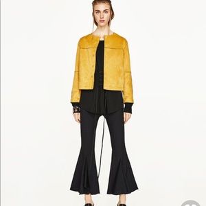 Zara SUEDE effect jacket Medium yellow gold